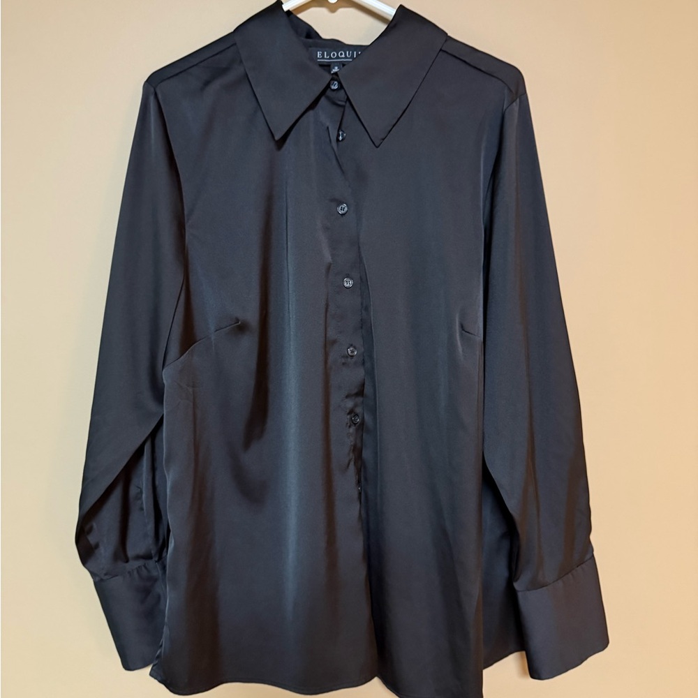 Eloquii size  18 black Satin Blouse